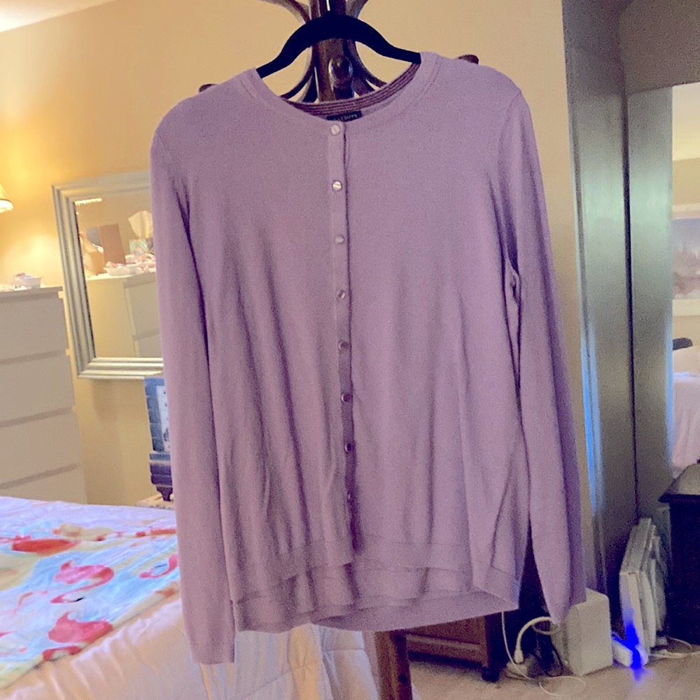 Talbots size L cotton sweater set. Soft light purple